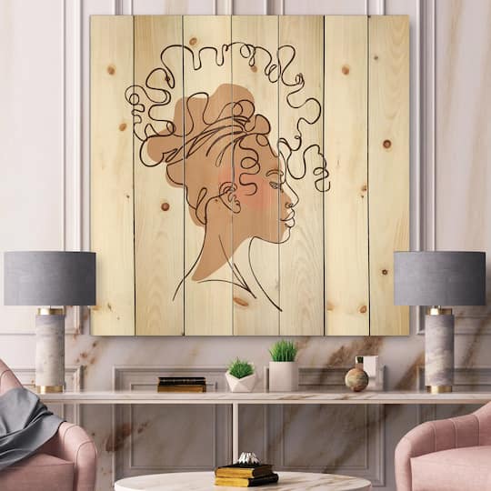Designart - One Line Portrait of African American Woman I